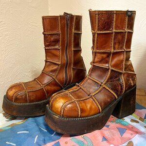 RARE Vintage VTG Destroy Platform Heeled Boots